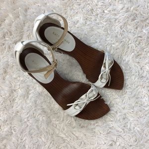 Kate Spade New York White Ankle Strap Bow Wedges 8